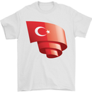 Curled Turkey Flag Turkish Day Football Mens T-Shirt 100% Cotton White
