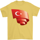 Curled Turkey Flag Turkish Day Football Mens T-Shirt 100% Cotton Yellow