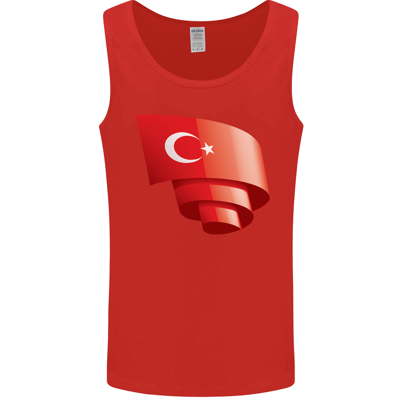 Curled Turkey Flag Turkish Day Football Mens Vest Tank Top Red