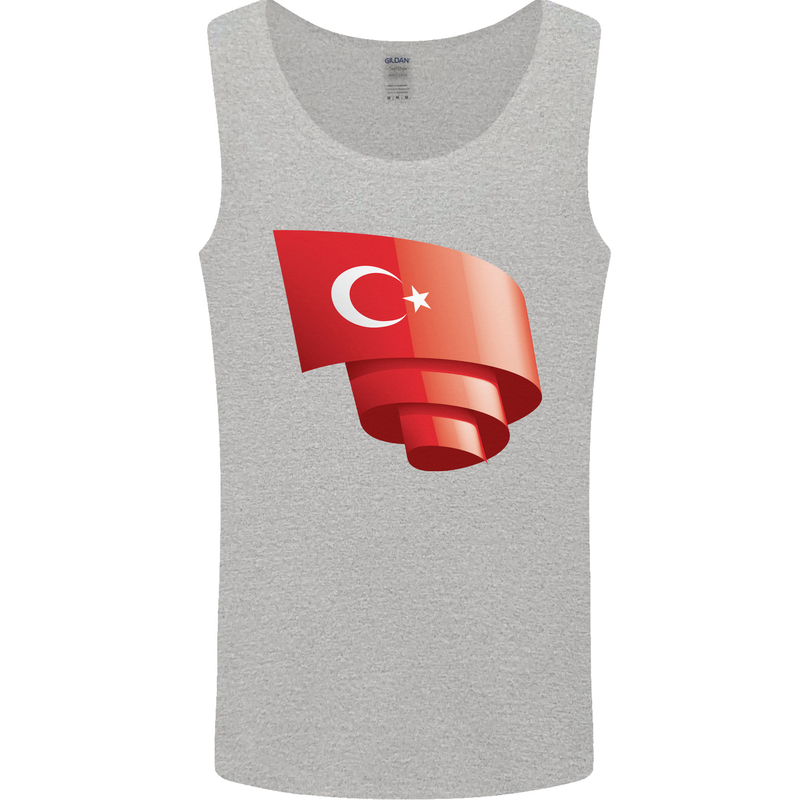 Curled Turkey Flag Turkish Day Football Mens Vest Tank Top Sports Grey