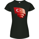 Curled Turkey Flag Turkish Day Football Womens Petite Cut T-Shirt Black