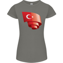 Curled Turkey Flag Turkish Day Football Womens Petite Cut T-Shirt Charcoal