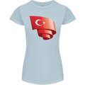 Curled Turkey Flag Turkish Day Football Womens Petite Cut T-Shirt Light Blue