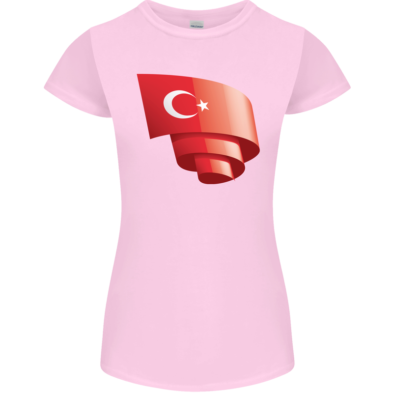 Curled Turkey Flag Turkish Day Football Womens Petite Cut T-Shirt Light Pink