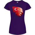 Curled Turkey Flag Turkish Day Football Womens Petite Cut T-Shirt Purple
