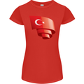 Curled Turkey Flag Turkish Day Football Womens Petite Cut T-Shirt Red
