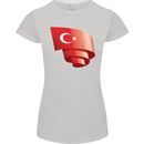 Curled Turkey Flag Turkish Day Football Womens Petite Cut T-Shirt Sports Grey