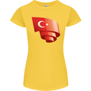 Curled Turkey Flag Turkish Day Football Womens Petite Cut T-Shirt Yellow