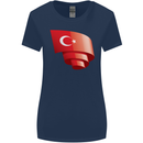 Curled Turkey Flag Turkish Day Football Womens Wider Cut T-Shirt Navy Blue