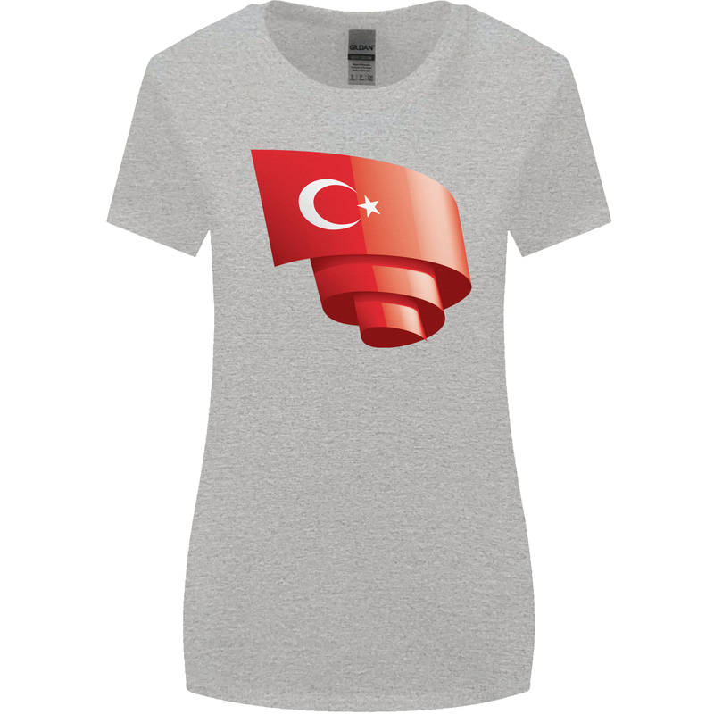 Curled Turkey Flag Turkish Day Football Womens Wider Cut T-Shirt Sports Grey