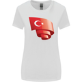 Curled Turkey Flag Turkish Day Football Womens Wider Cut T-Shirt White