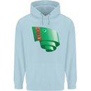 Curled Turkmenistan Flag The Turkmen Day Football Childrens Kids Hoodie Light Blue