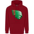 Curled Turkmenistan Flag The Turkmen Day Football Childrens Kids Hoodie Red
