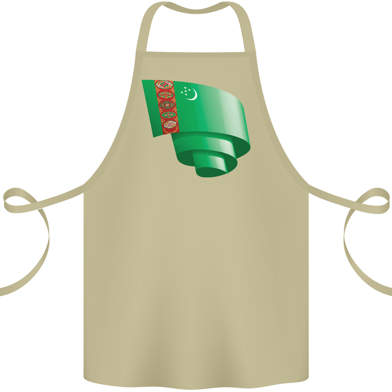 Curled Turkmenistan Flag The Turkmen Day Football Cotton Apron 100% Organic Khaki