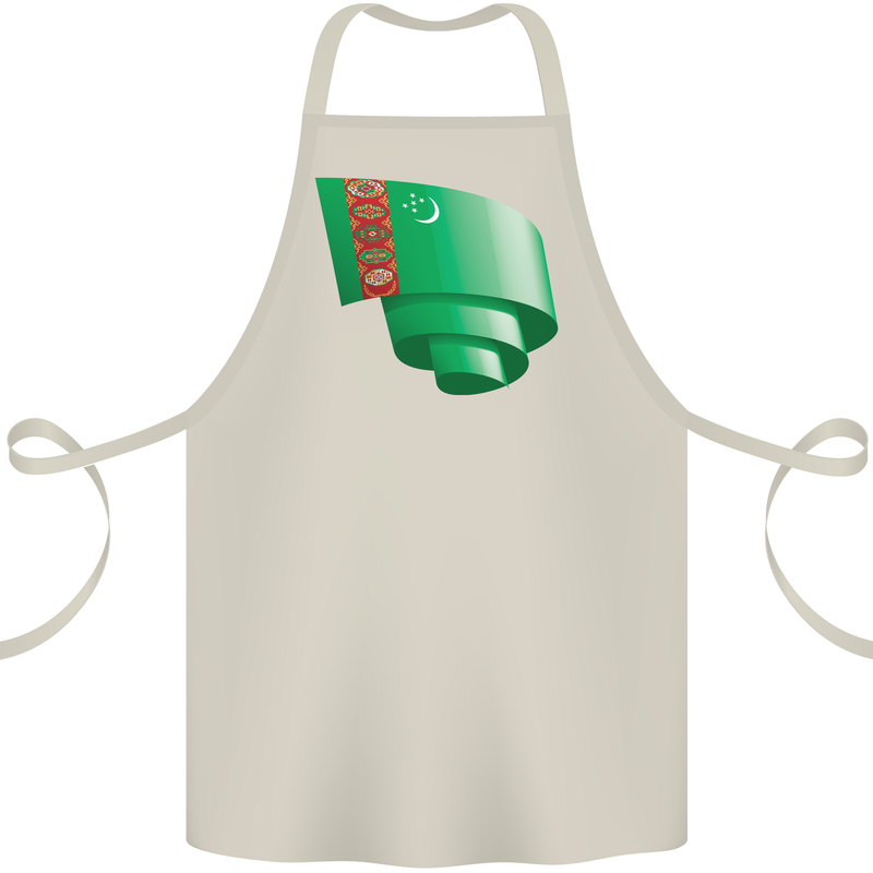 Curled Turkmenistan Flag The Turkmen Day Football Cotton Apron 100% Organic Natural