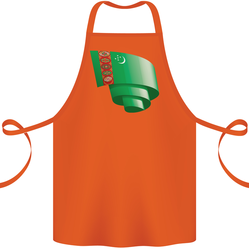 Curled Turkmenistan Flag The Turkmen Day Football Cotton Apron 100% Organic Orange