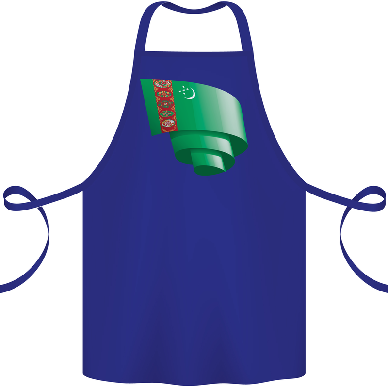 Curled Turkmenistan Flag The Turkmen Day Football Cotton Apron 100% Organic Royal Blue
