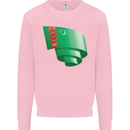 Curled Turkmenistan Flag The Turkmen Day Football Kids Sweatshirt Jumper Light Pink