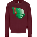 Curled Turkmenistan Flag The Turkmen Day Football Kids Sweatshirt Jumper Maroon