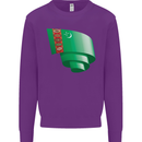 Curled Turkmenistan Flag The Turkmen Day Football Kids Sweatshirt Jumper Purple