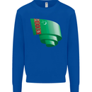 Curled Turkmenistan Flag The Turkmen Day Football Kids Sweatshirt Jumper Royal Blue