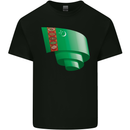 Curled Turkmenistan Flag The Turkmen Day Football Kids T-Shirt Childrens Black