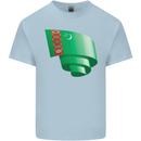 Curled Turkmenistan Flag The Turkmen Day Football Kids T-Shirt Childrens Light Blue