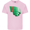 Curled Turkmenistan Flag The Turkmen Day Football Kids T-Shirt Childrens Light Pink