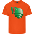 Curled Turkmenistan Flag The Turkmen Day Football Kids T-Shirt Childrens Orange