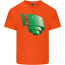 Curled Turkmenistan Flag The Turkmen Day Football Kids T-Shirt Childrens Orange
