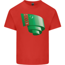Curled Turkmenistan Flag The Turkmen Day Football Kids T-Shirt Childrens Red