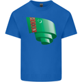 Curled Turkmenistan Flag The Turkmen Day Football Kids T-Shirt Childrens Royal Blue