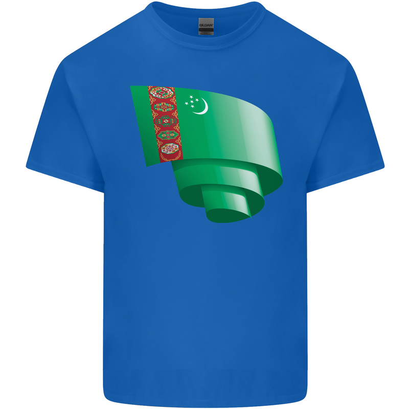 Curled Turkmenistan Flag The Turkmen Day Football Kids T-Shirt Childrens Royal Blue