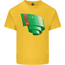 Curled Turkmenistan Flag The Turkmen Day Football Kids T-Shirt Childrens Yellow