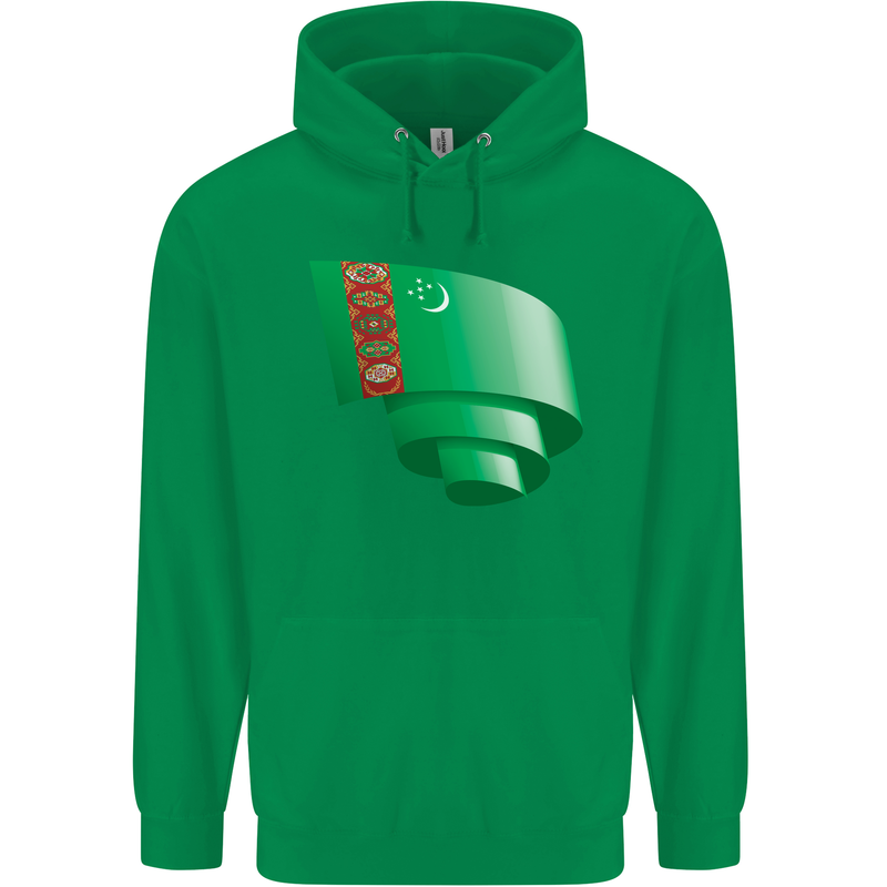 Curled Turkmenistan Flag The Turkmen Day Football Mens 80% Cotton Hoodie Irish Green