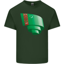 Curled Turkmenistan Flag The Turkmen Day Football Mens Cotton T-Shirt Tee Top Forest Green