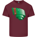 Curled Turkmenistan Flag The Turkmen Day Football Mens Cotton T-Shirt Tee Top Maroon