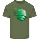 Curled Turkmenistan Flag The Turkmen Day Football Mens Cotton T-Shirt Tee Top Military Green