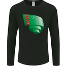 Curled Turkmenistan Flag The Turkmen Day Football Mens Long Sleeve T-Shirt Black
