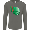 Curled Turkmenistan Flag The Turkmen Day Football Mens Long Sleeve T-Shirt Charcoal