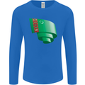 Curled Turkmenistan Flag The Turkmen Day Football Mens Long Sleeve T-Shirt Royal Blue