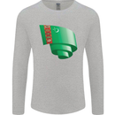 Curled Turkmenistan Flag The Turkmen Day Football Mens Long Sleeve T-Shirt Sports Grey