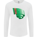 Curled Turkmenistan Flag The Turkmen Day Football Mens Long Sleeve T-Shirt White