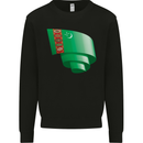 Curled Turkmenistan Flag The Turkmen Day Football Mens Sweatshirt Jumper Black