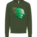 Curled Turkmenistan Flag The Turkmen Day Football Mens Sweatshirt Jumper Forest Green