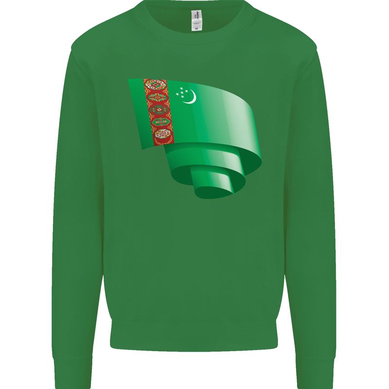 Curled Turkmenistan Flag The Turkmen Day Football Mens Sweatshirt Jumper Irish Green
