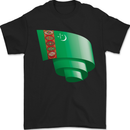 Curled Turkmenistan Flag The Turkmen Day Football Mens T-Shirt 100% Cotton Black