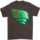 Curled Turkmenistan Flag The Turkmen Day Football Mens T-Shirt 100% Cotton Dark Chocolate