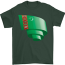 Curled Turkmenistan Flag The Turkmen Day Football Mens T-Shirt 100% Cotton Forest Green