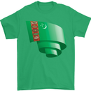 Curled Turkmenistan Flag The Turkmen Day Football Mens T-Shirt 100% Cotton Irish Green